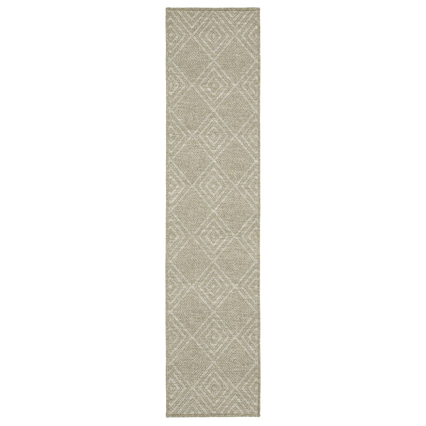 Tortuga Geometric Diamond Beige Wool Look Indoor Outdoor Rug - Tortuga TR05A #_shape=Runner