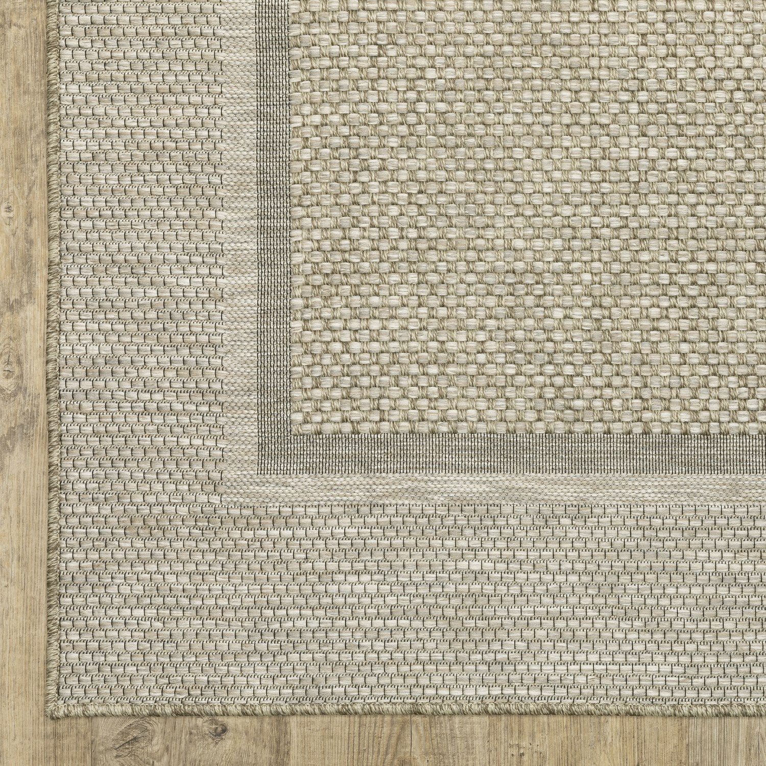 Tortuga Solid Border Beige Wool Look Indoor Outdoor Rug - Tortuga TR06A