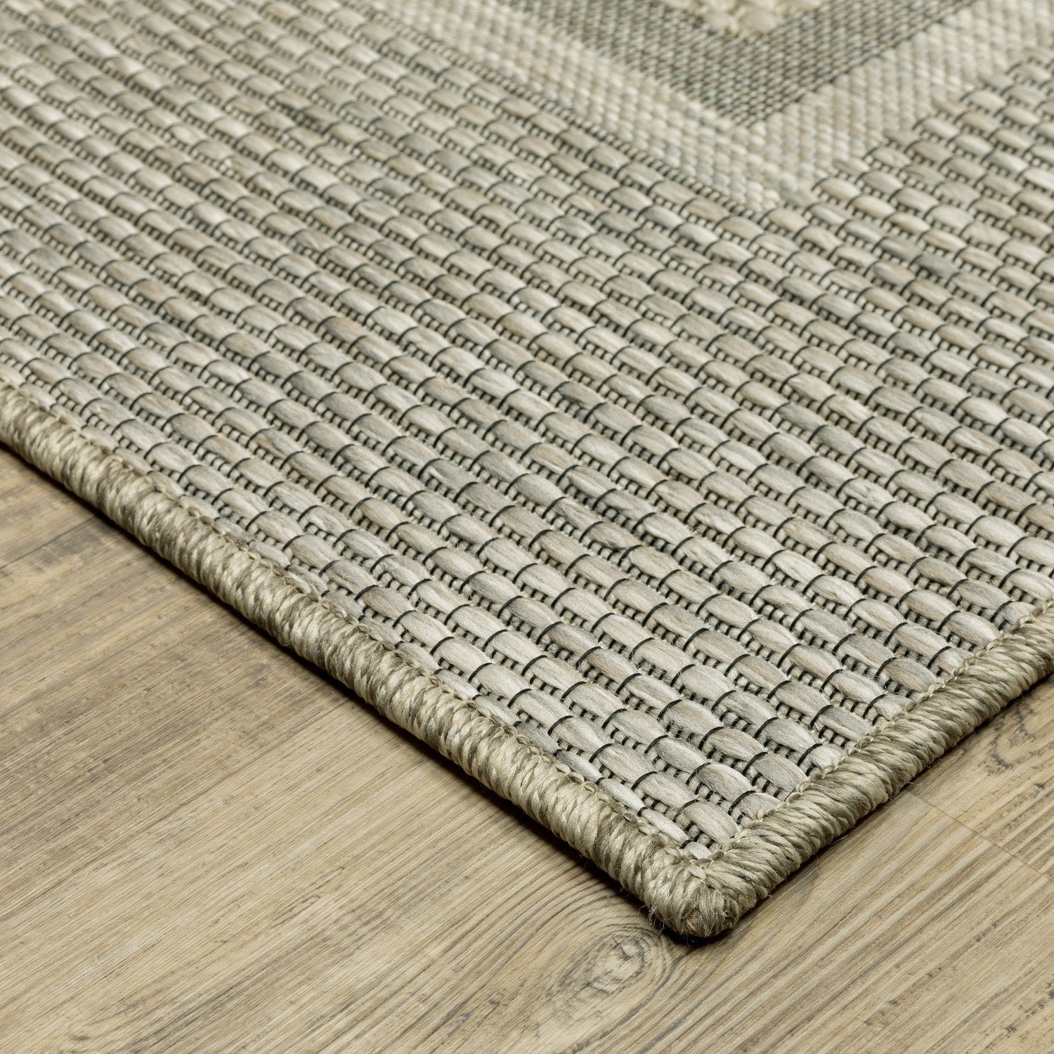 Tortuga Solid Border Beige Wool Look Indoor Outdoor Rug - Tortuga TR06A