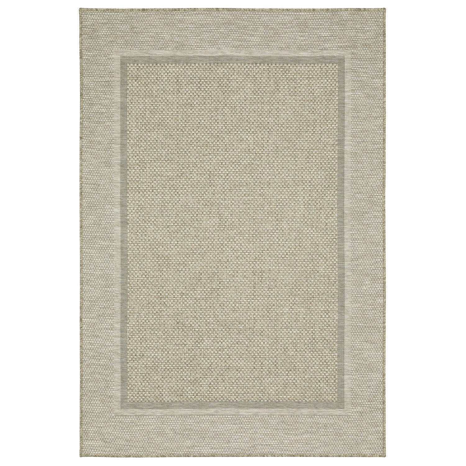 Tortuga Solid Border Beige Wool Look Indoor Outdoor Rug - Tortuga TR06A #_shape=Rectangle