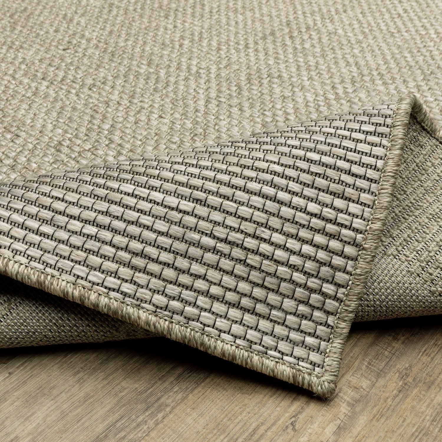 Tortuga Solid Border Beige Wool Look Indoor Outdoor Rug - Tortuga TR06A