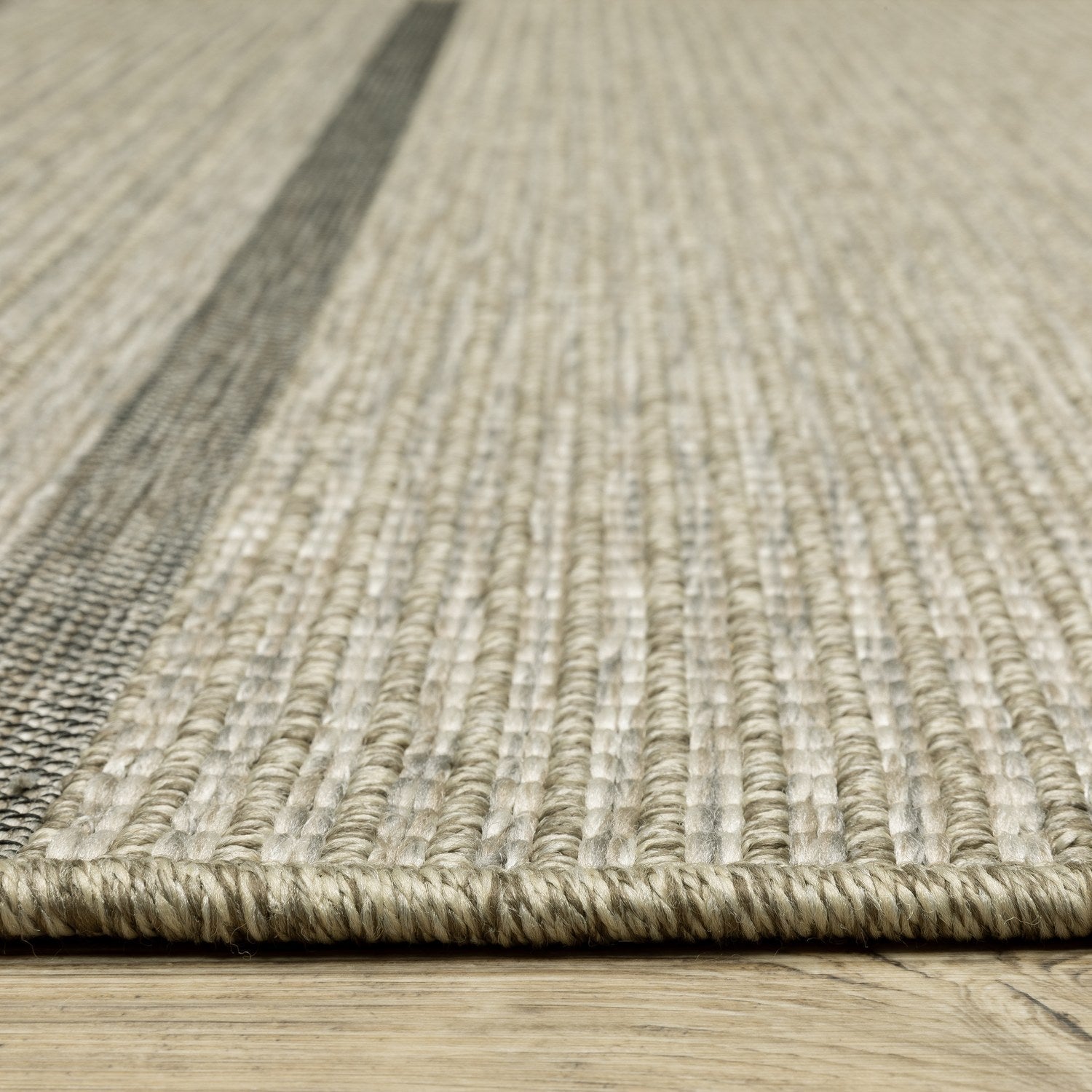 Tortuga Banded Beige Wool Look Indoor Outdoor Rug - Tortuga TR07A