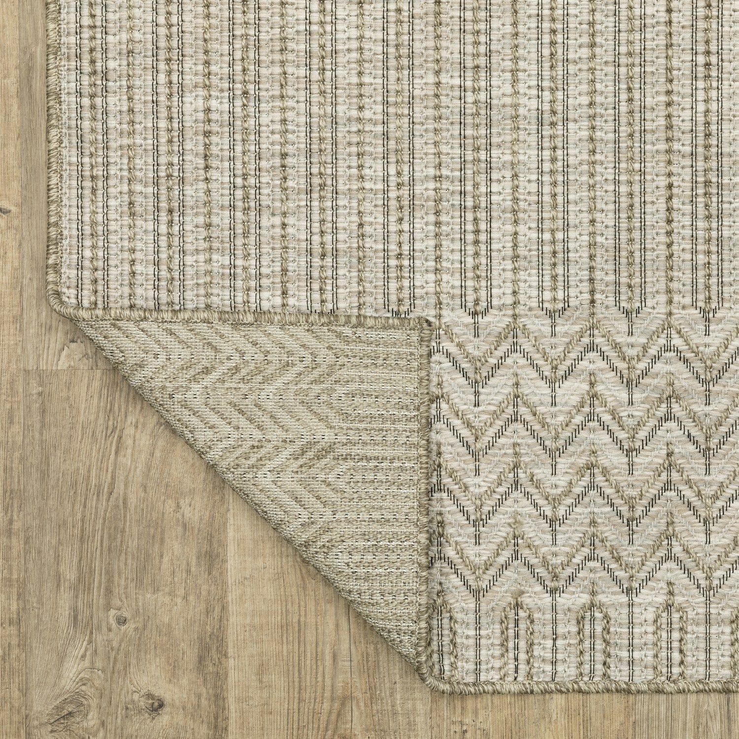 Tortuga Herringbone Beige Wool Look Indoor Outdoor Rug - Tortuga TR09A