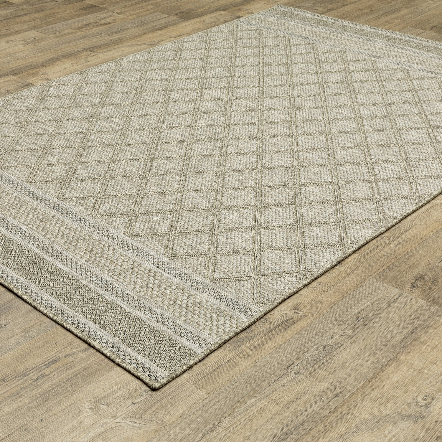 Tortuga Lattice Beige Wool Look Indoor Outdoor Rug - Tortuga TR10A