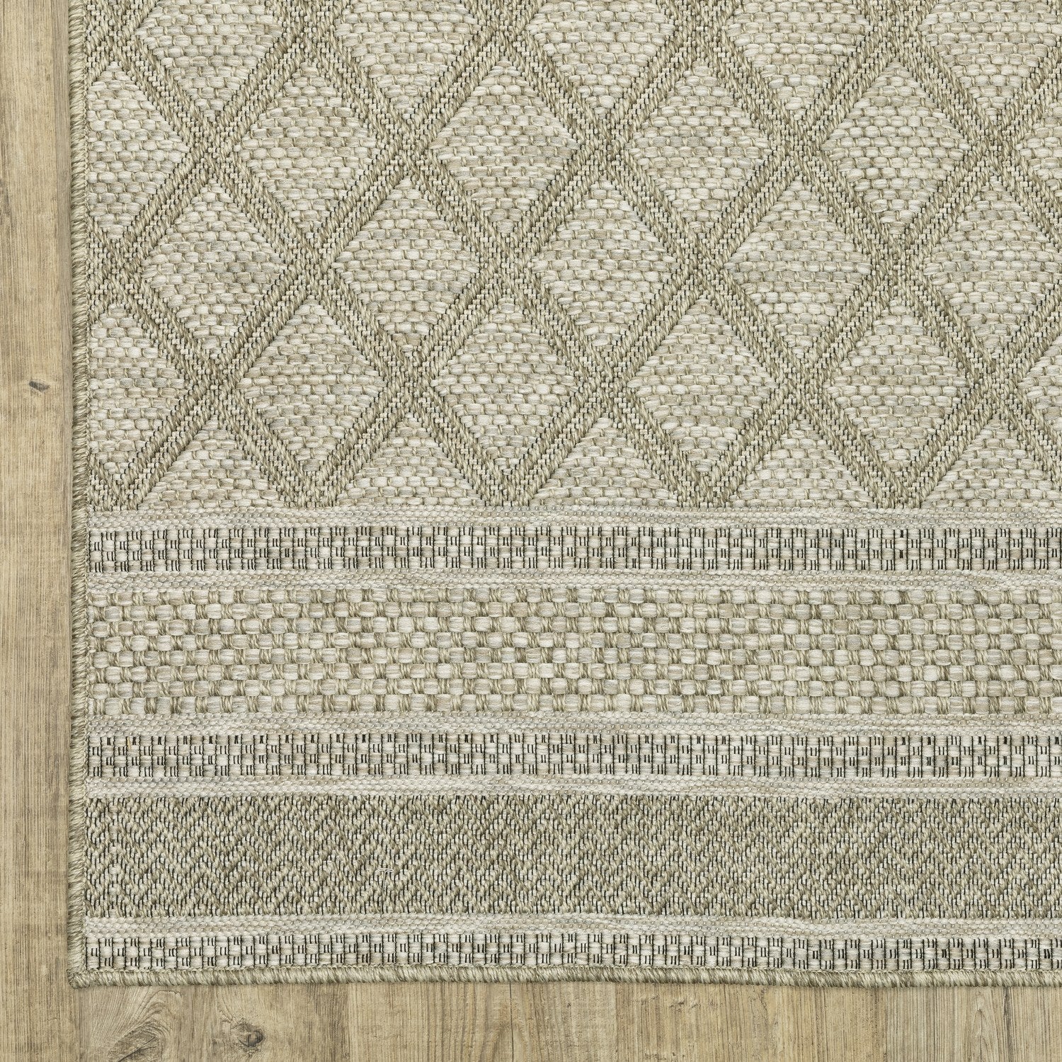 Tortuga Lattice Beige Wool Look Indoor Outdoor Rug - Tortuga TR10A