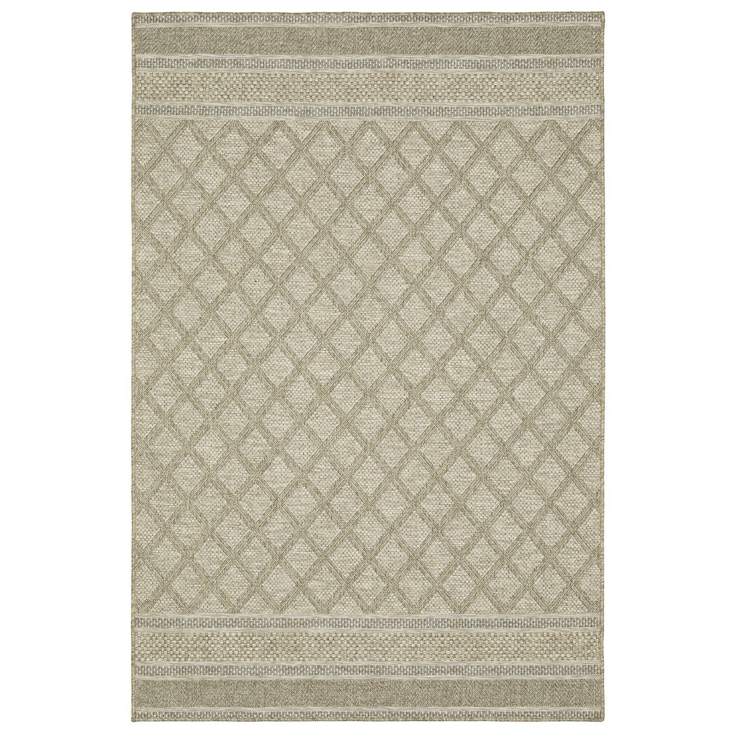 Tortuga Lattice Beige Wool Look Indoor Outdoor Rug - Tortuga TR10A #_shape=Rectangle