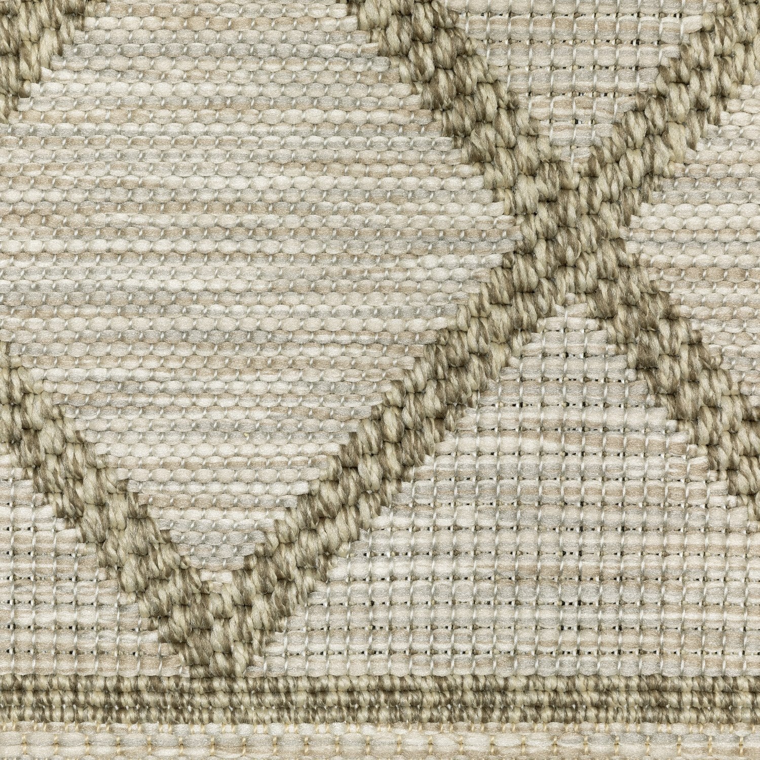 Tortuga Diamond Stripe Tan Wool Look Indoor Outdoor Rug - Tortuga TR11A