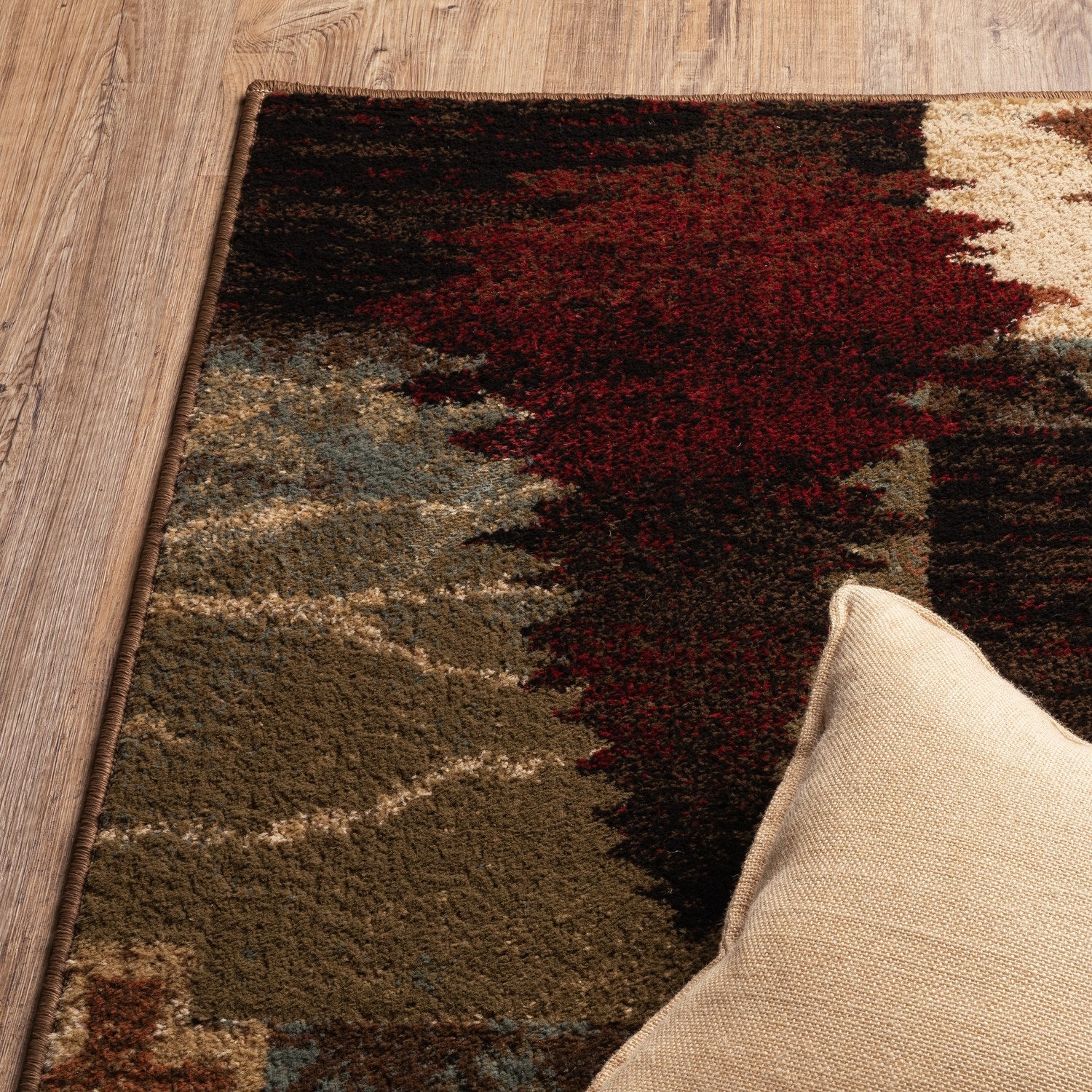 Woodlands Mountain Wildlife Brown Rust Cabin Lodge Rug - Woodlands 9649A