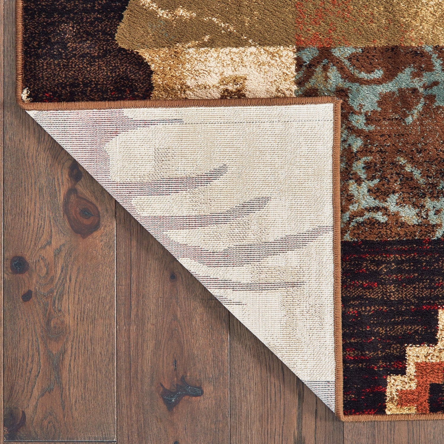 Woodlands Mountain Wildlife Brown Rust Cabin Lodge Rug - Woodlands 9649A