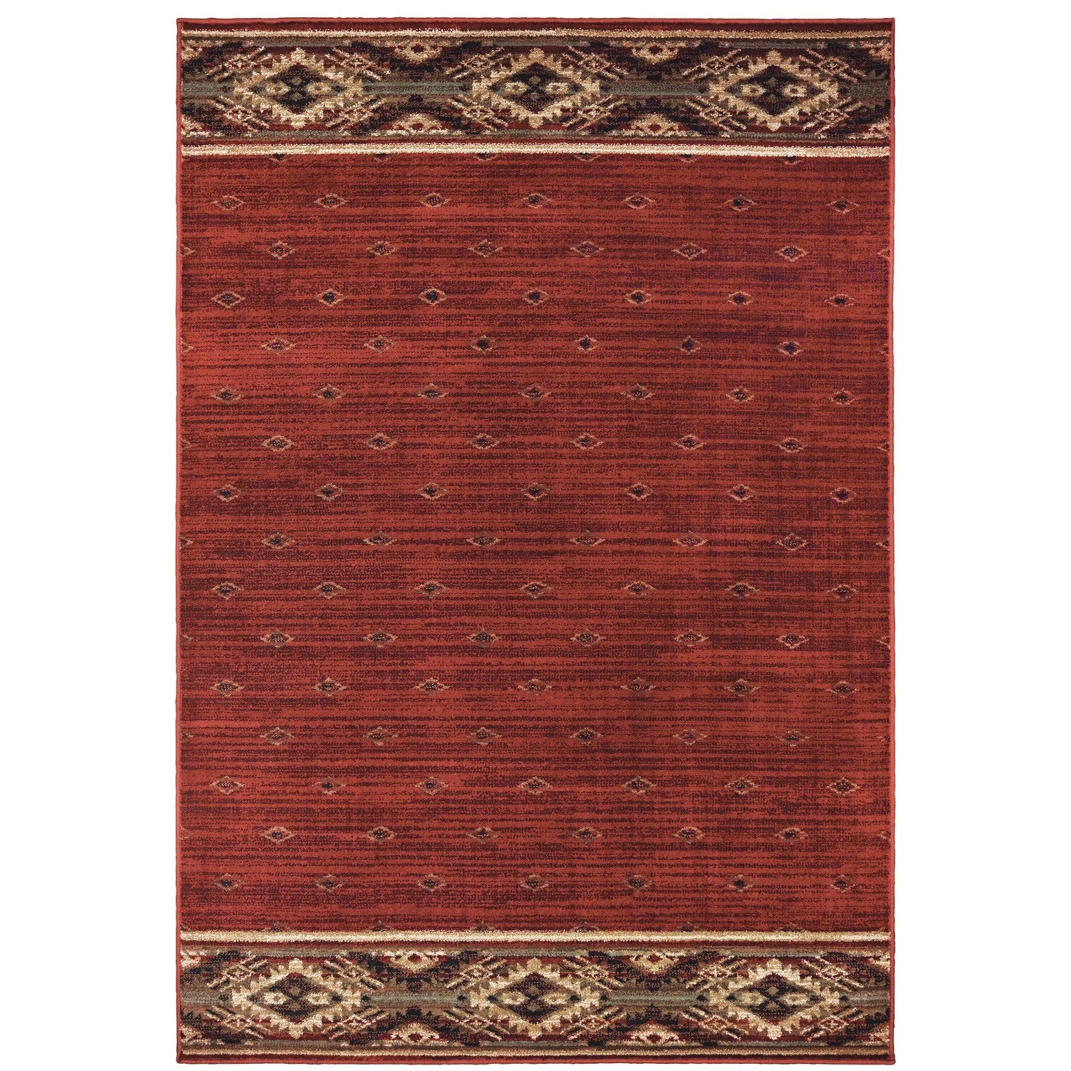 Woodlands Southwest Border Red Gold Cabin Lodge Rug - Woodlands 9652C #_shape=Rectangle