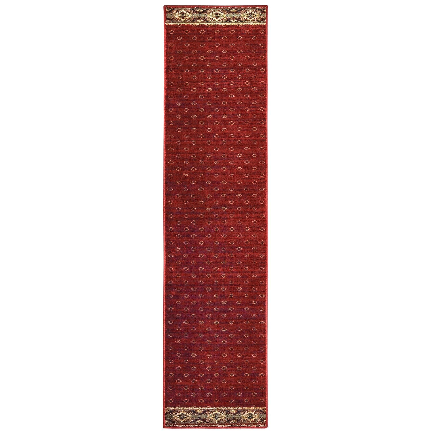 Woodlands Southwest Border Red Gold Cabin Lodge Rug - Woodlands 9652C #_shape=Runner