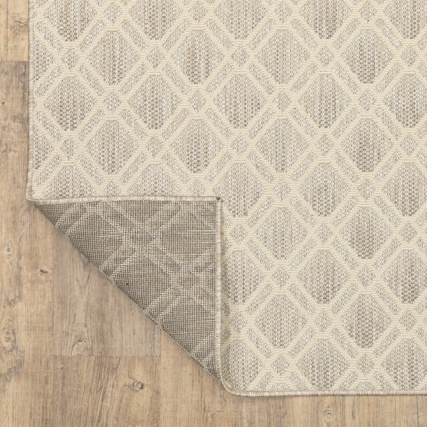 Zarina Diamond Trellis Ivory Jute Look Indoor Outdoor Rug - Zarina ZAR01