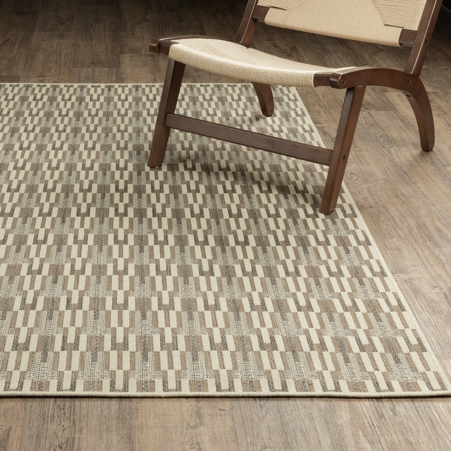 Zarina Dash Stripe Beige Jute Look Indoor Outdoor Rug - Zarina ZAR03