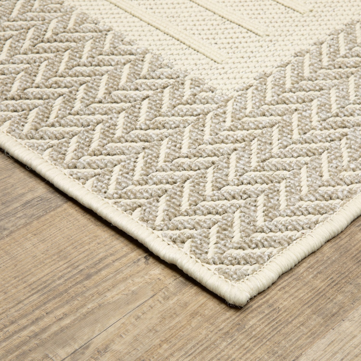 Zarina Bordered Ivory Jute Look Indoor Outdoor Rug - Zarina ZAR04