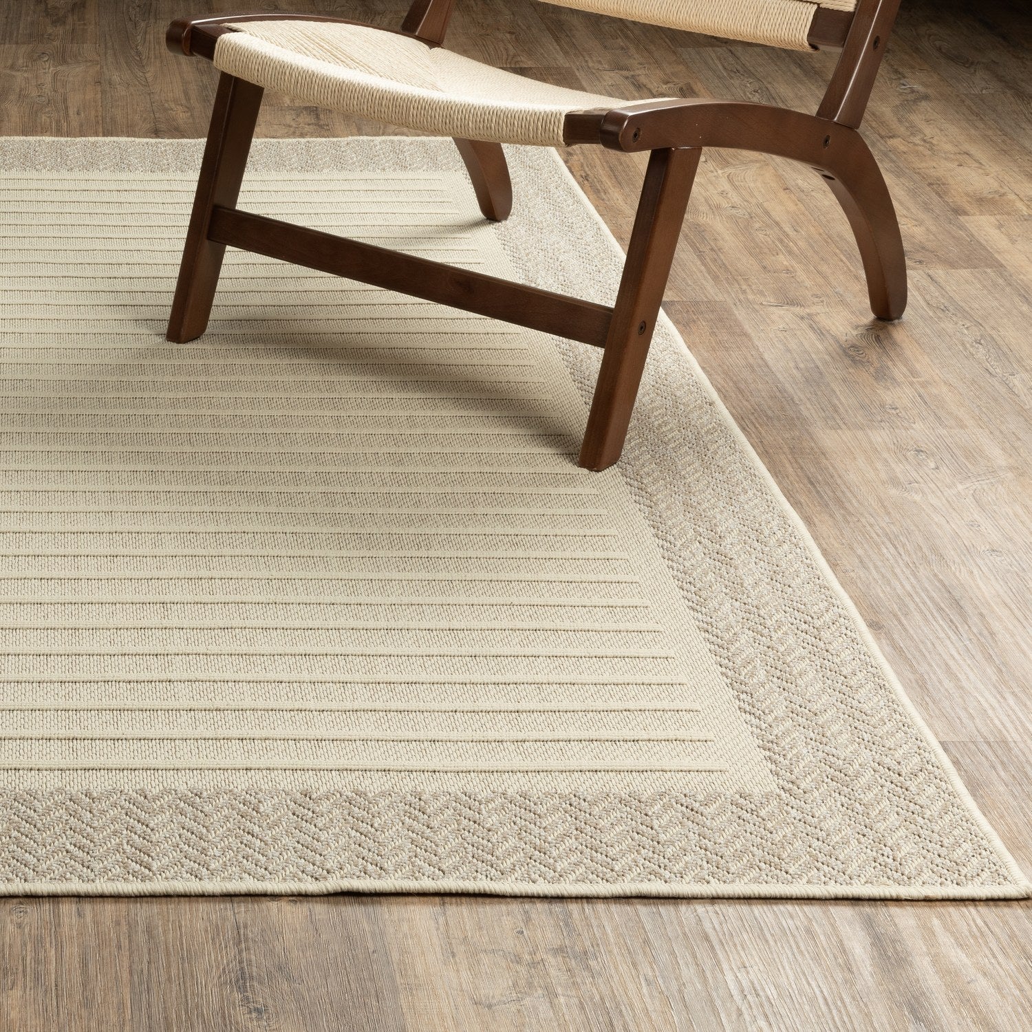 Zarina Bordered Ivory Jute Look Indoor Outdoor Rug - Zarina ZAR04