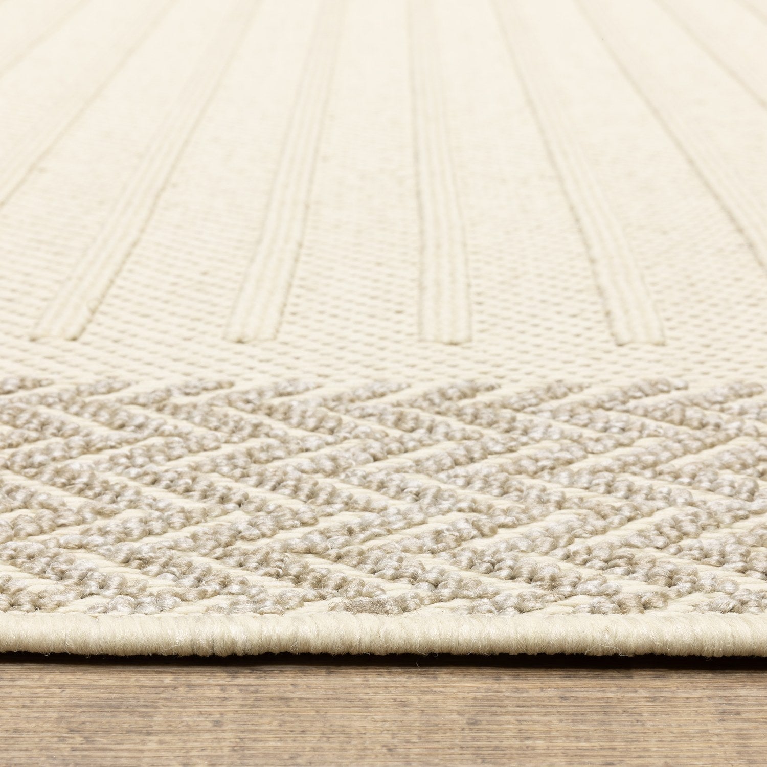 Zarina Bordered Ivory Jute Look Indoor Outdoor Rug - Zarina ZAR04