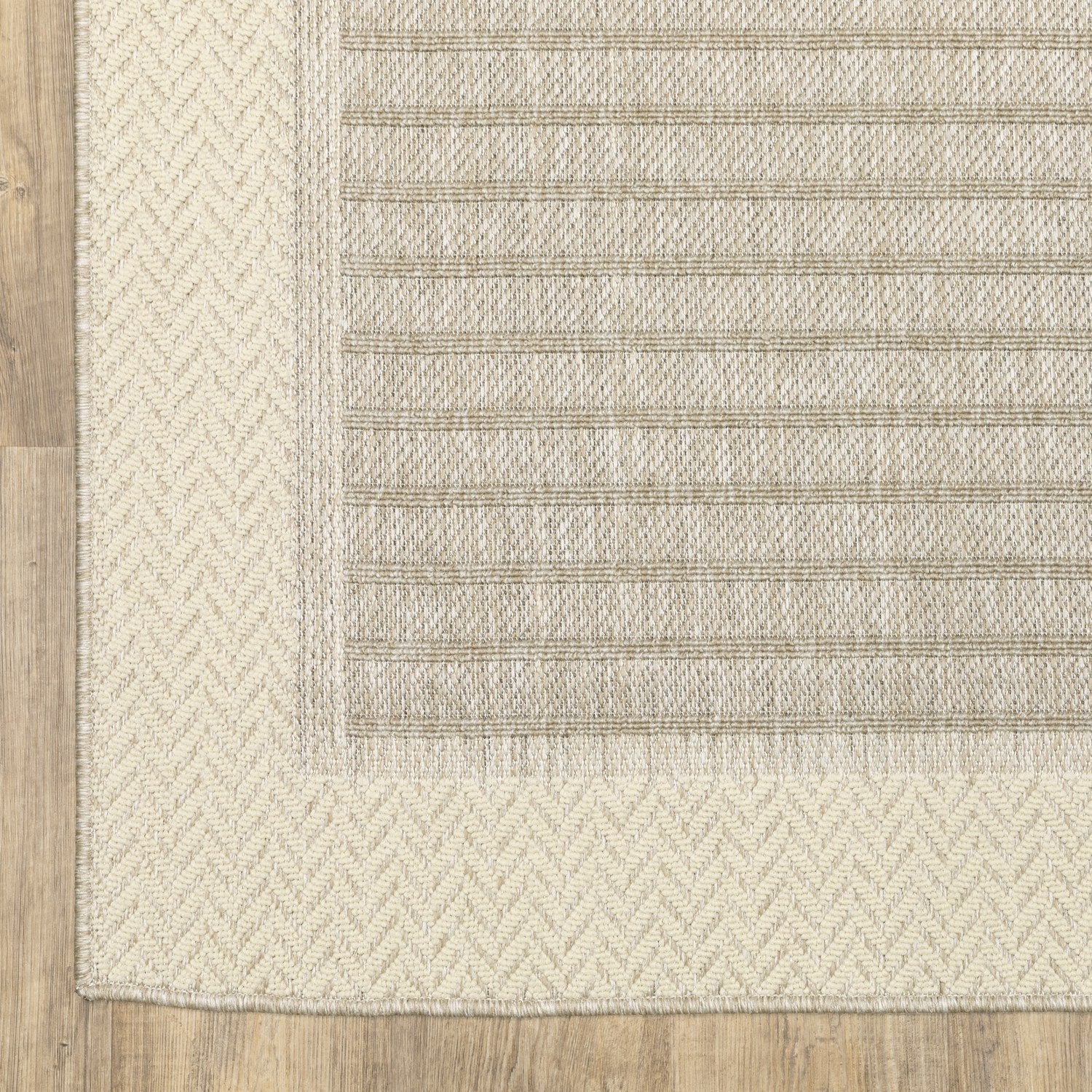 Zarina Bordered Tan Jute Look Indoor Outdoor Rug - Zarina ZAR05