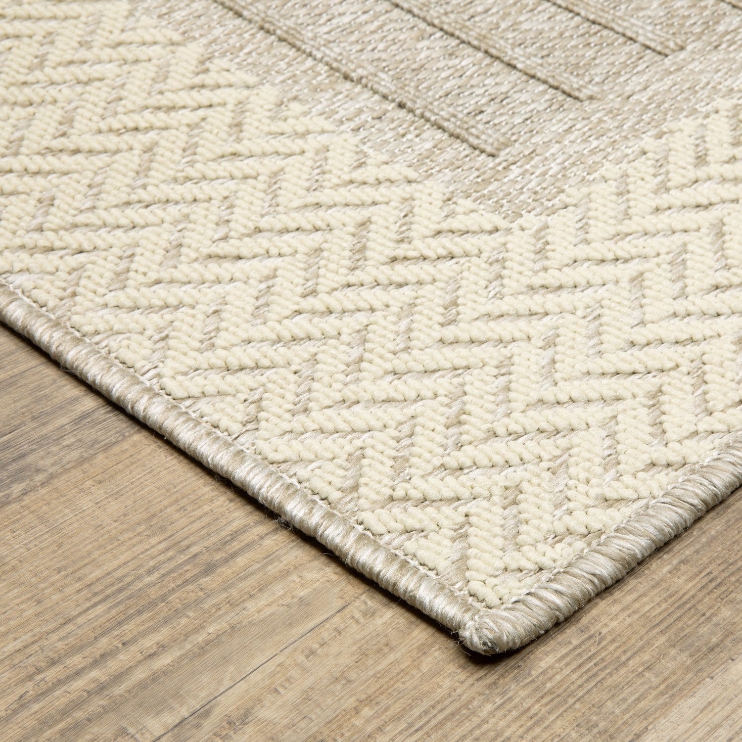 Zarina Bordered Tan Jute Look Indoor Outdoor Rug - Zarina ZAR05