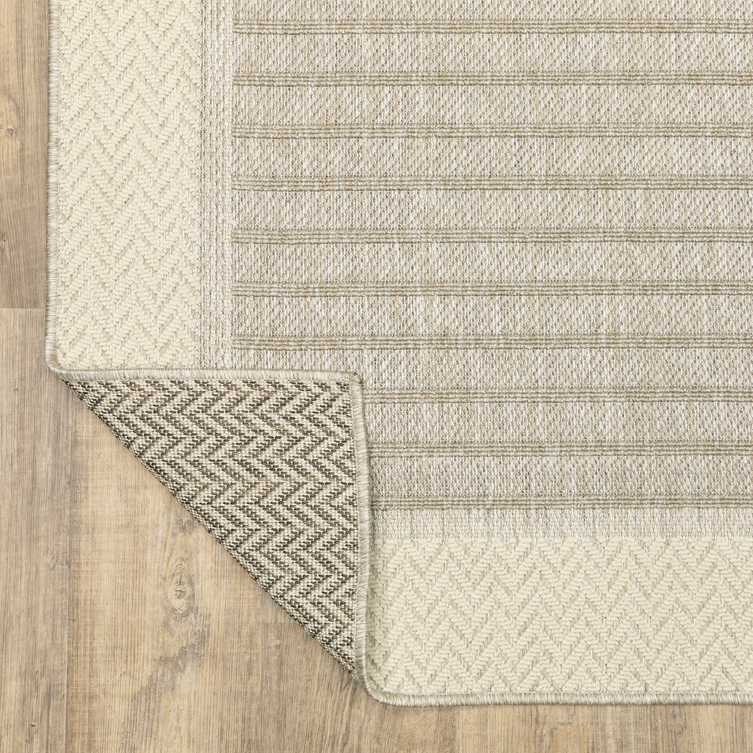Zarina Bordered Tan Jute Look Indoor Outdoor Rug - Zarina ZAR05