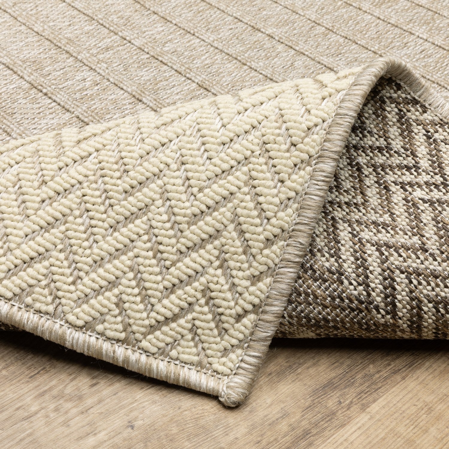 Zarina Bordered Tan Jute Look Indoor Outdoor Rug - Zarina ZAR05