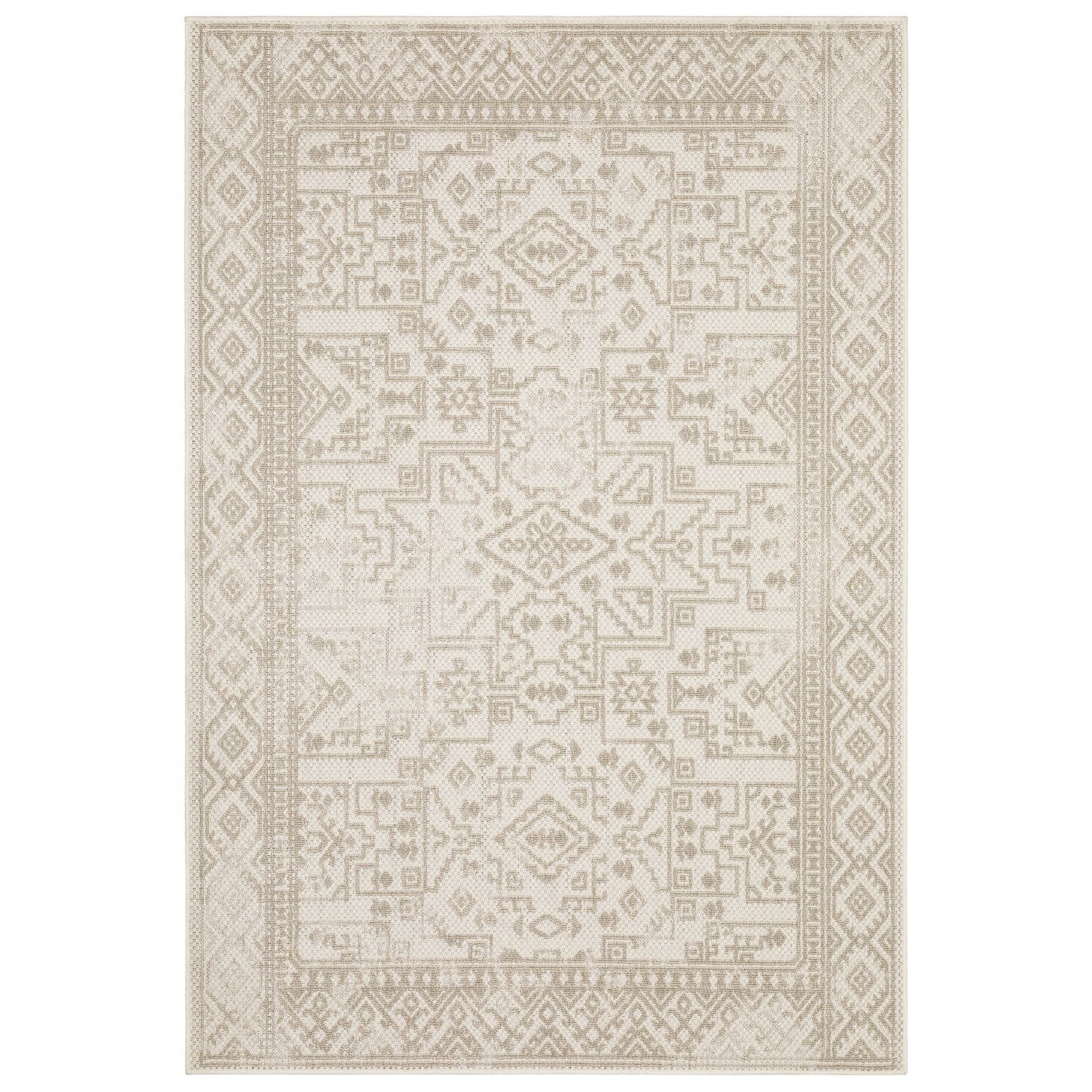 Zarina Vintage Medallion Ivory Jute Look Indoor Outdoor Rug - Zarina ZAR06 #_shape=Rectangle #_shape=Runner