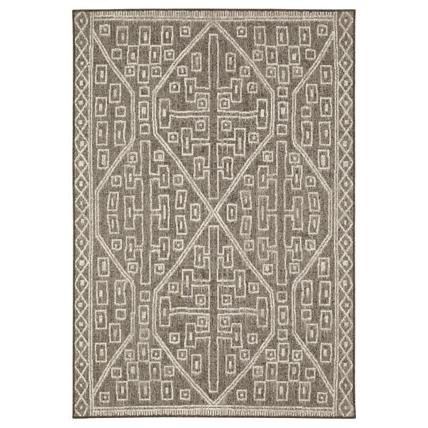 Zarina Tribal Geometric Brown Jute Look Indoor Outdoor Rug - Zarina ZAR07 #_shape=Rectangle #_shape=Runner