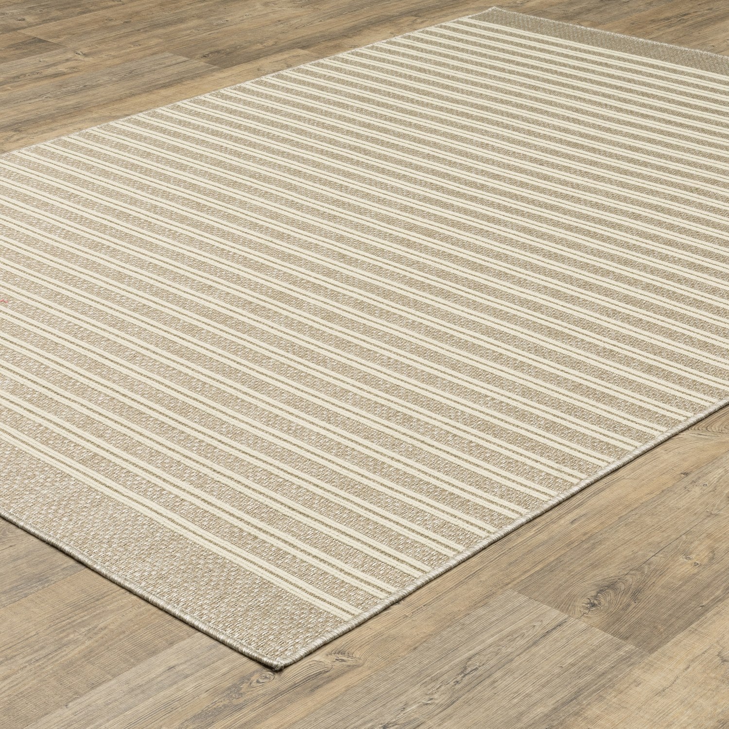 Zarina Ticking Stripe Beige Jute Look Indoor Outdoor Rug - Zarina ZAR09