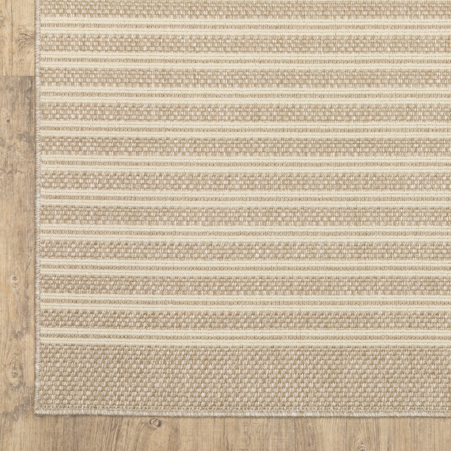 Zarina Ticking Stripe Beige Jute Look Indoor Outdoor Rug - Zarina ZAR09