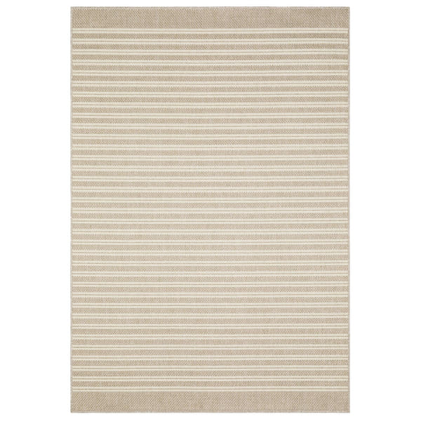 Zarina Ticking Stripe Beige Jute Look Indoor Outdoor Rug - Zarina ZAR09 #_shape=Rectangle #_shape=Runner