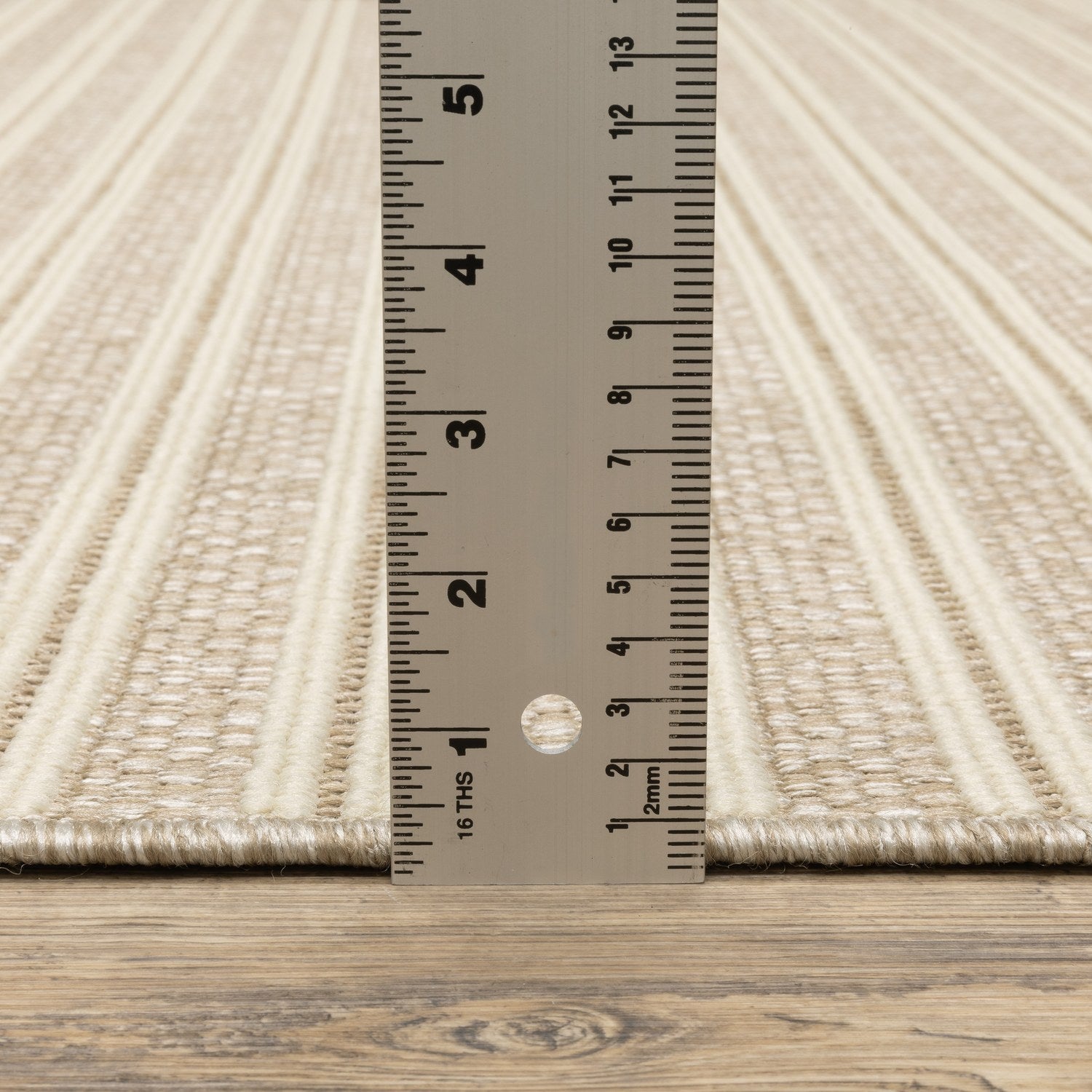 Zarina Ticking Stripe Beige Jute Look Indoor Outdoor Rug - Zarina ZAR09