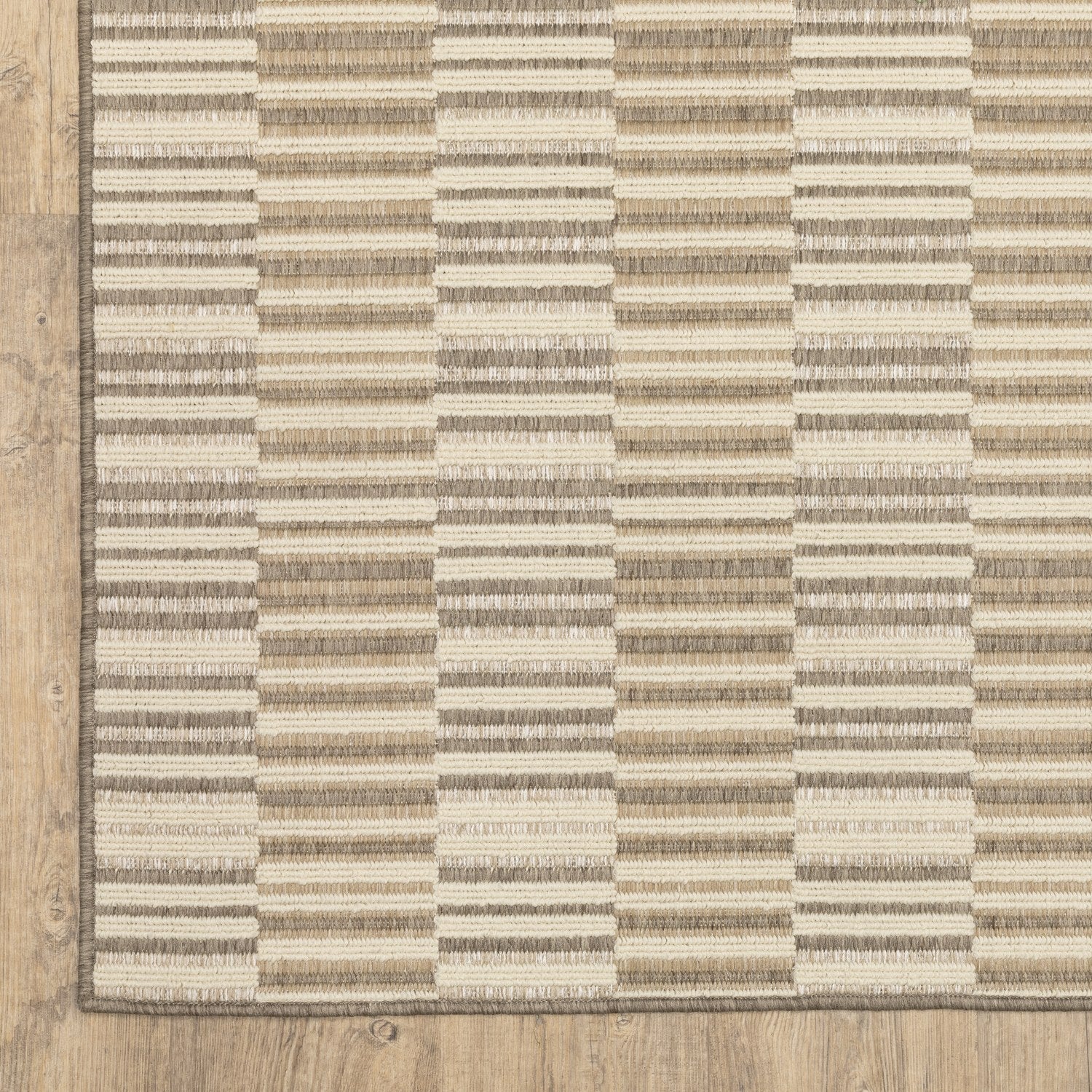 Zarina Woven Blocks Tan Jute Look Indoor Outdoor Rug - Zarina ZAR10