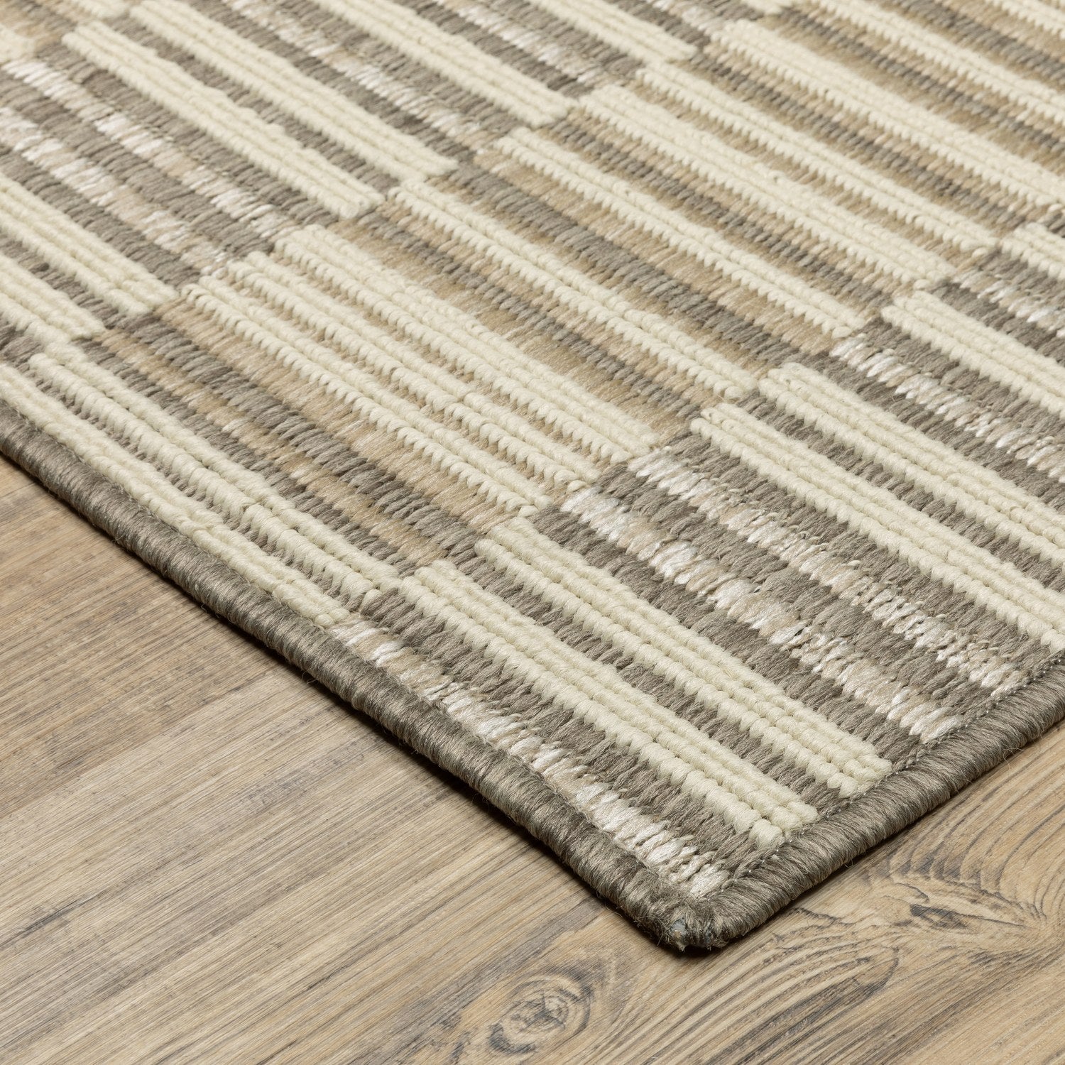 Zarina Woven Blocks Tan Jute Look Indoor Outdoor Rug - Zarina ZAR10