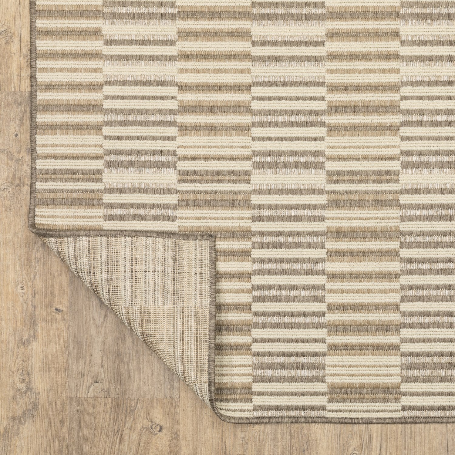 Zarina Woven Blocks Tan Jute Look Indoor Outdoor Rug - Zarina ZAR10