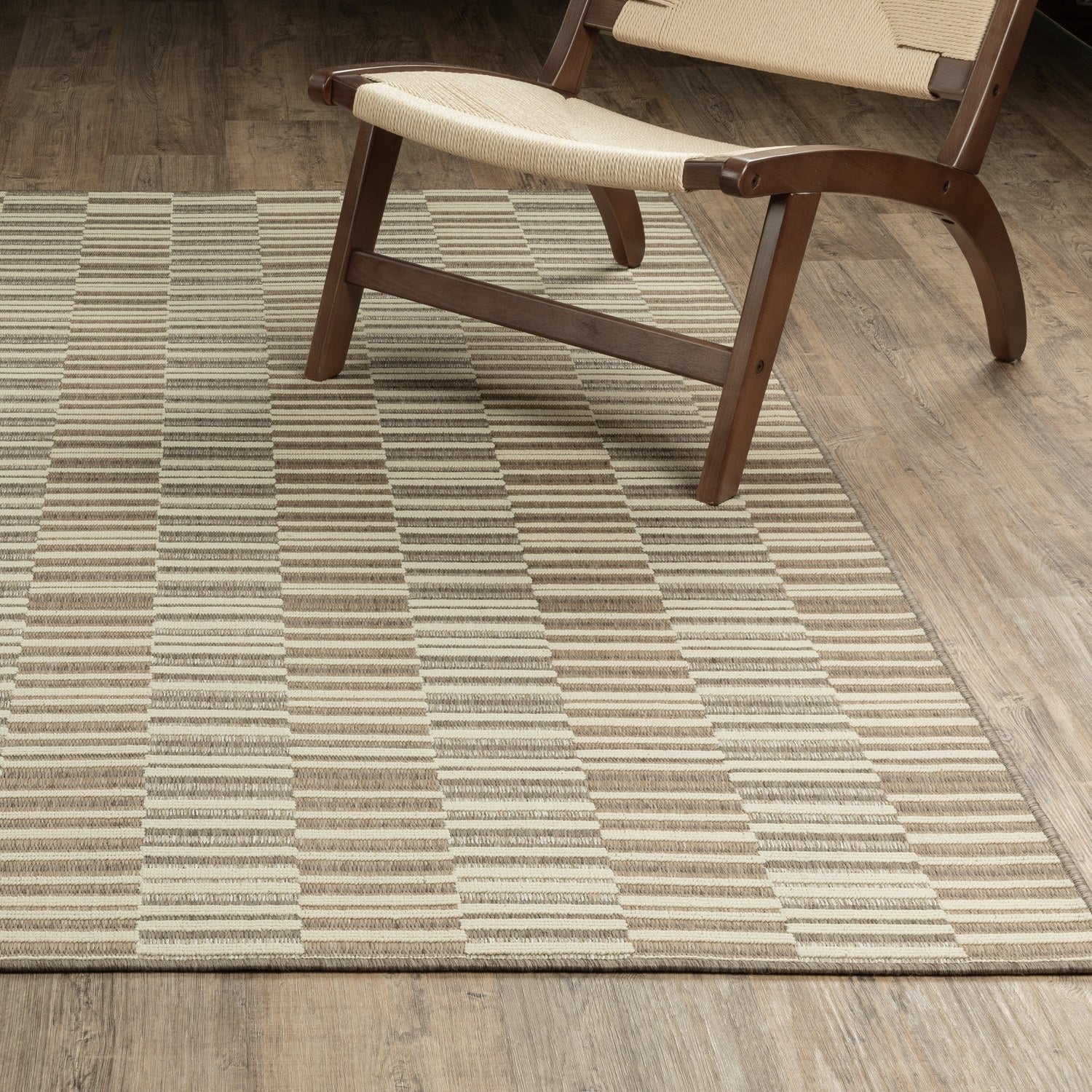 Zarina Woven Blocks Tan Jute Look Indoor Outdoor Rug - Zarina ZAR10
