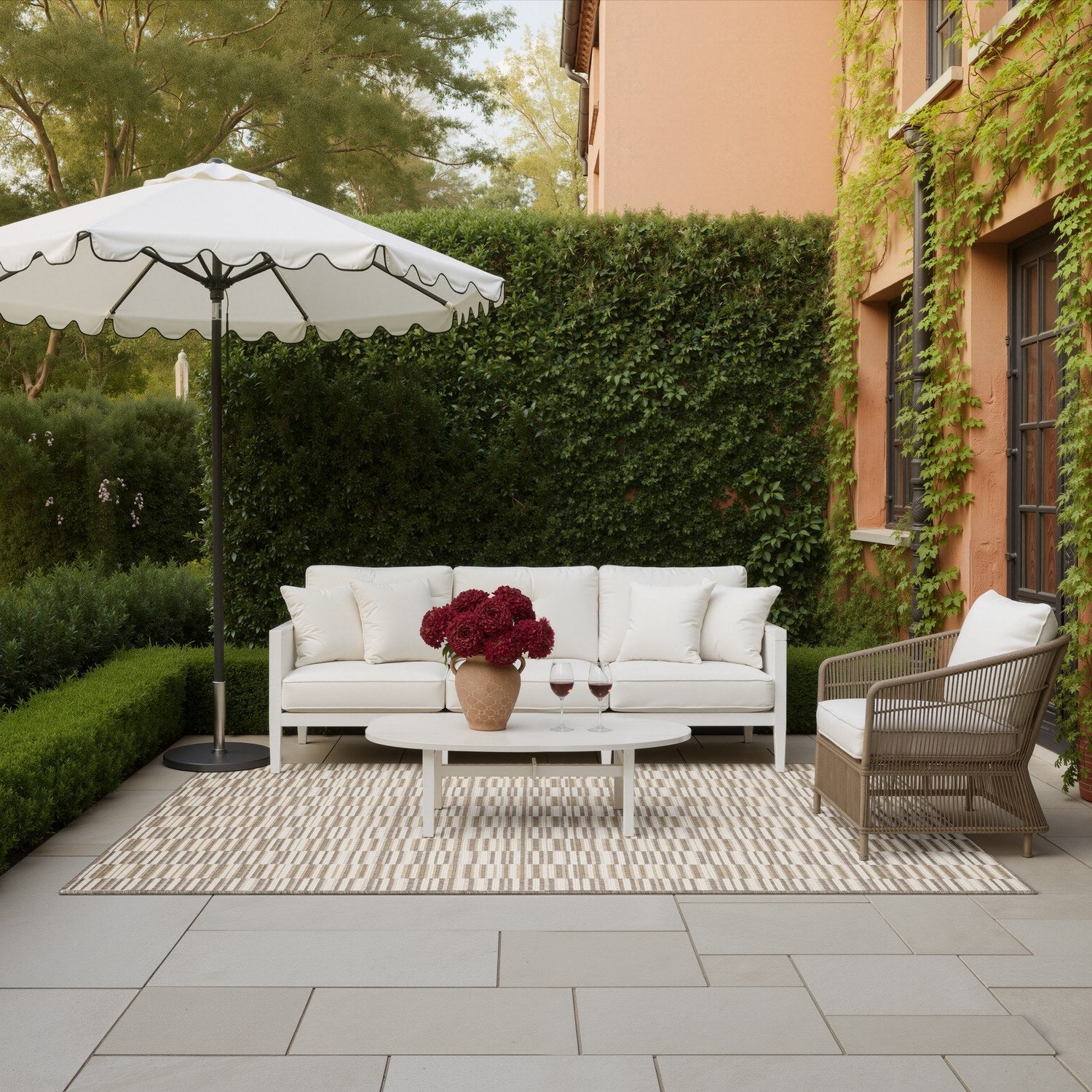 Zarina Woven Blocks Tan Jute Look Indoor Outdoor Rug - Zarina ZAR10