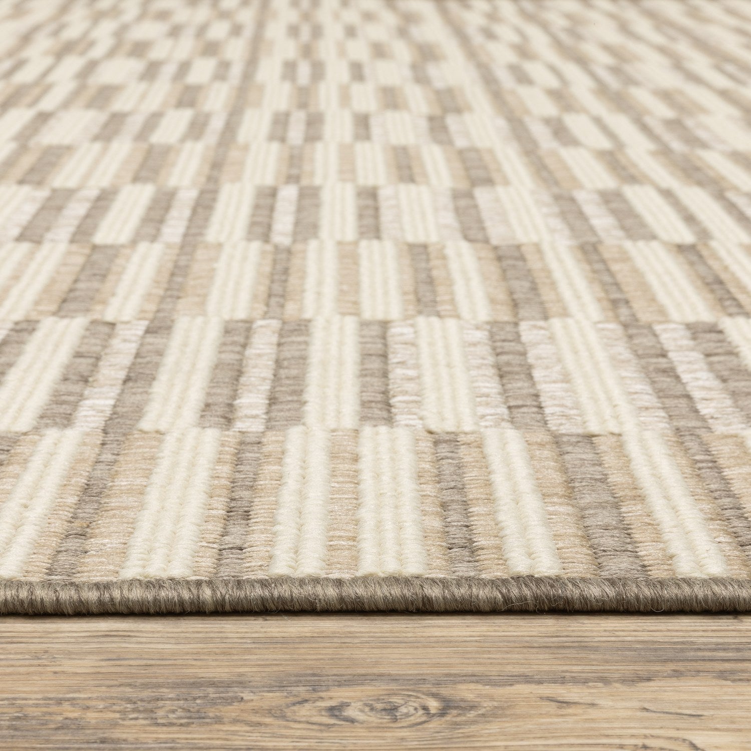 Zarina Woven Blocks Tan Jute Look Indoor Outdoor Rug - Zarina ZAR10