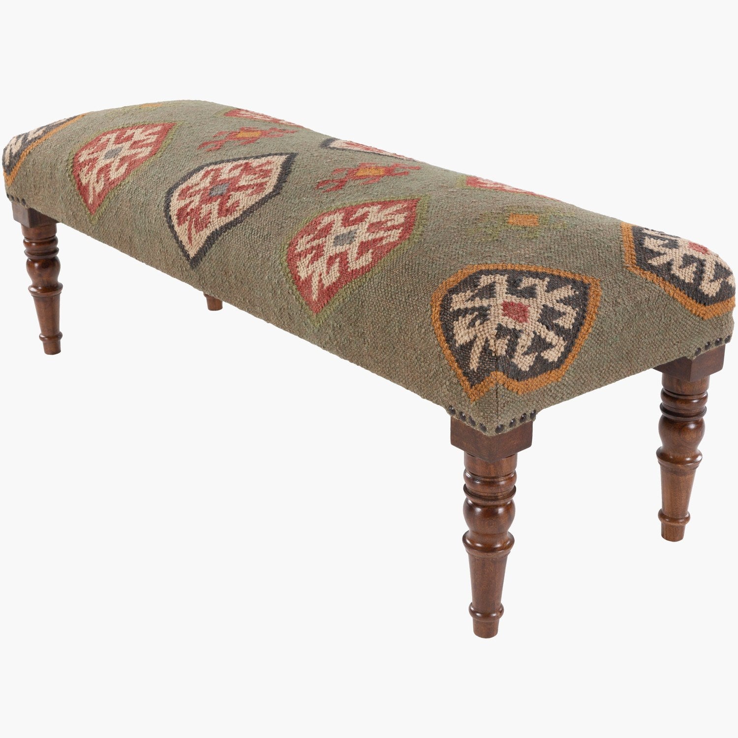 Panja Bench in Sage & Rust & Beige & Mustard & Charcoal & Olive