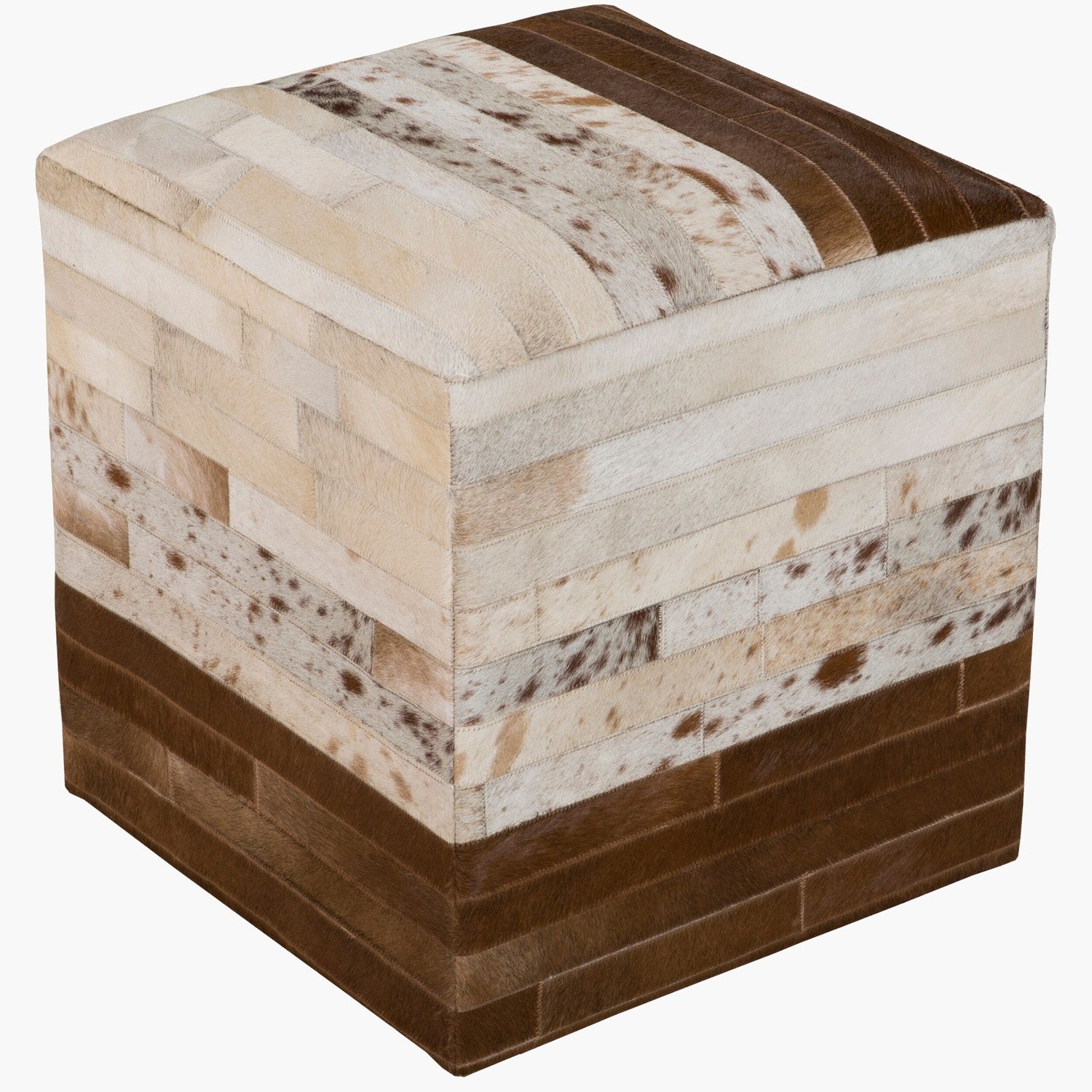 Appalachian Ottoman in Ivory & Brown & Dark Brown