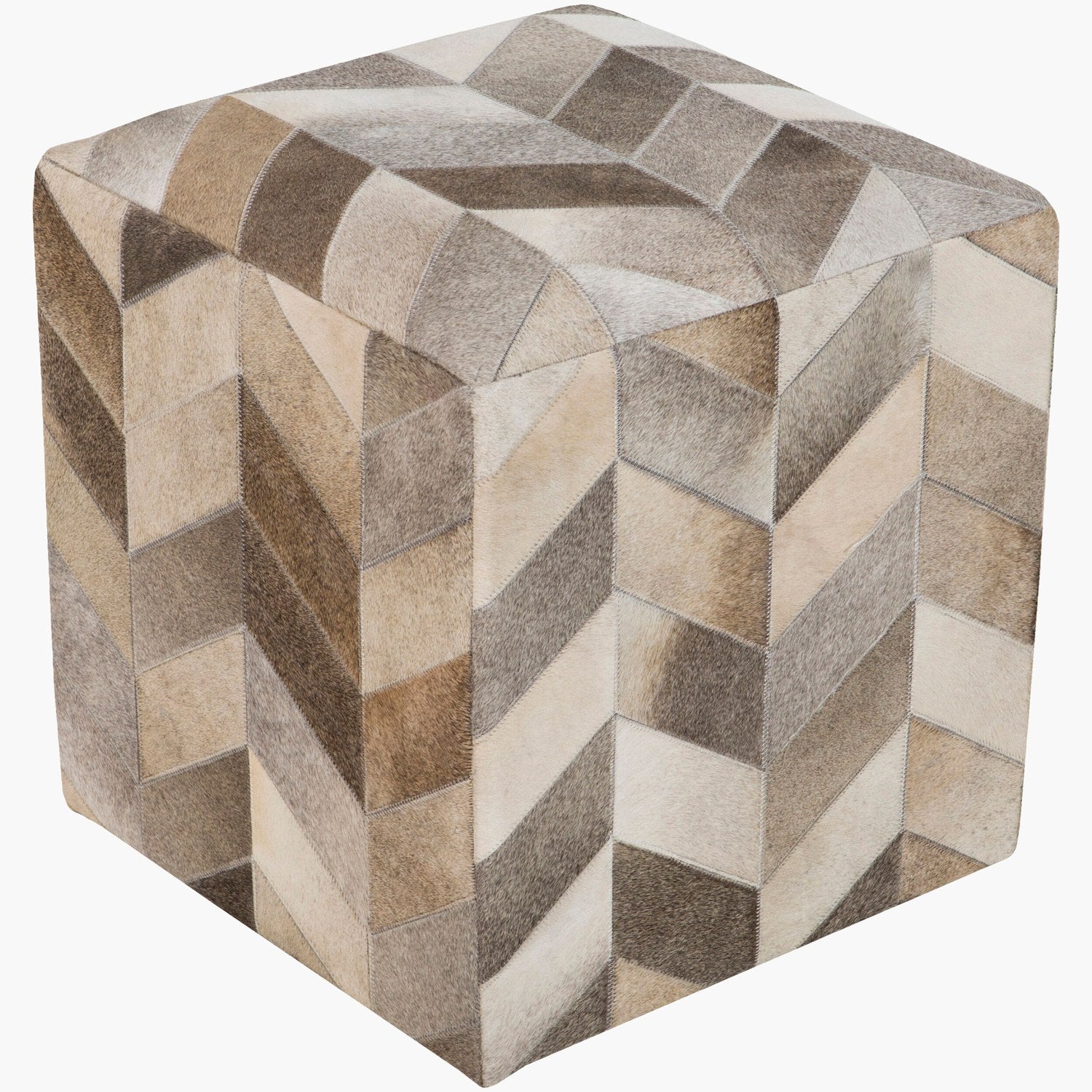 Appalachian Ottoman in Ivory & Brown & Medium Gray 242