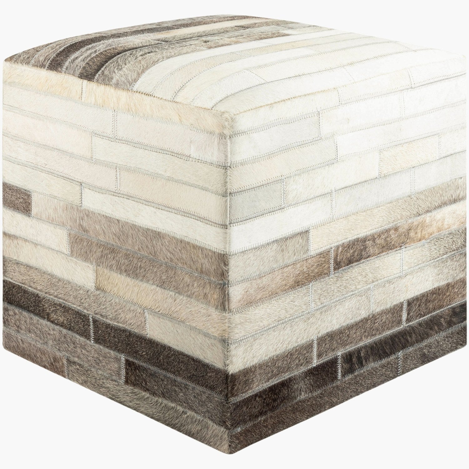 Appalachian Ottoman in Ivory & Brown & Medium Gray 243