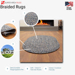 Blue Farmhouse Rug -  Washable Indoor/Outdoor -Primitive Braided Rugs  - Made in USA