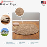 Brown Farmhouse Rug -  Washable Indoor/Outdoor -Primitive Braided Rugs  - Made in USA - Rustic Living Collection