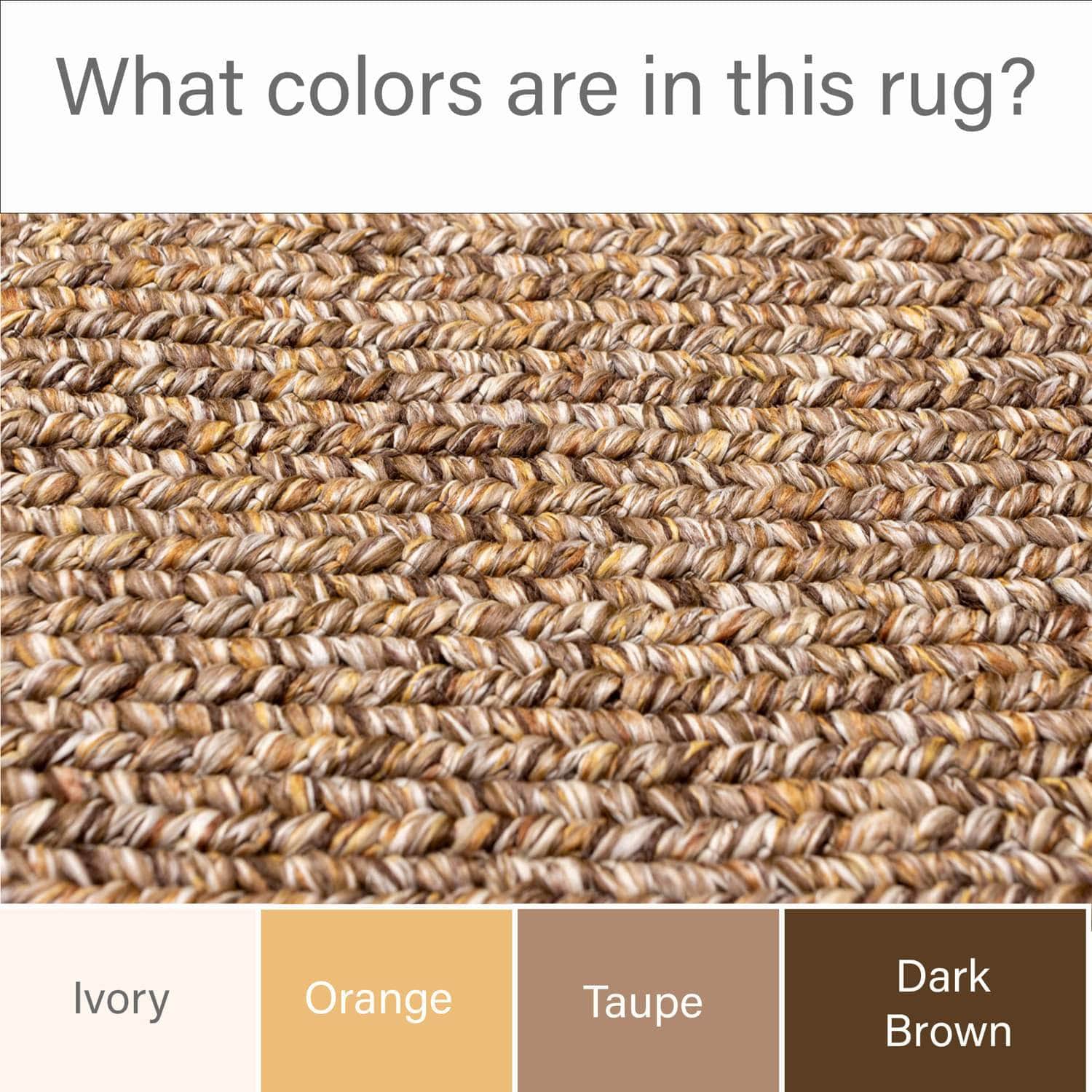 Brown Farmhouse Rug -  Washable Indoor/Outdoor -Primitive Braided Rugs  - Made in USA - Rustic Living Collection