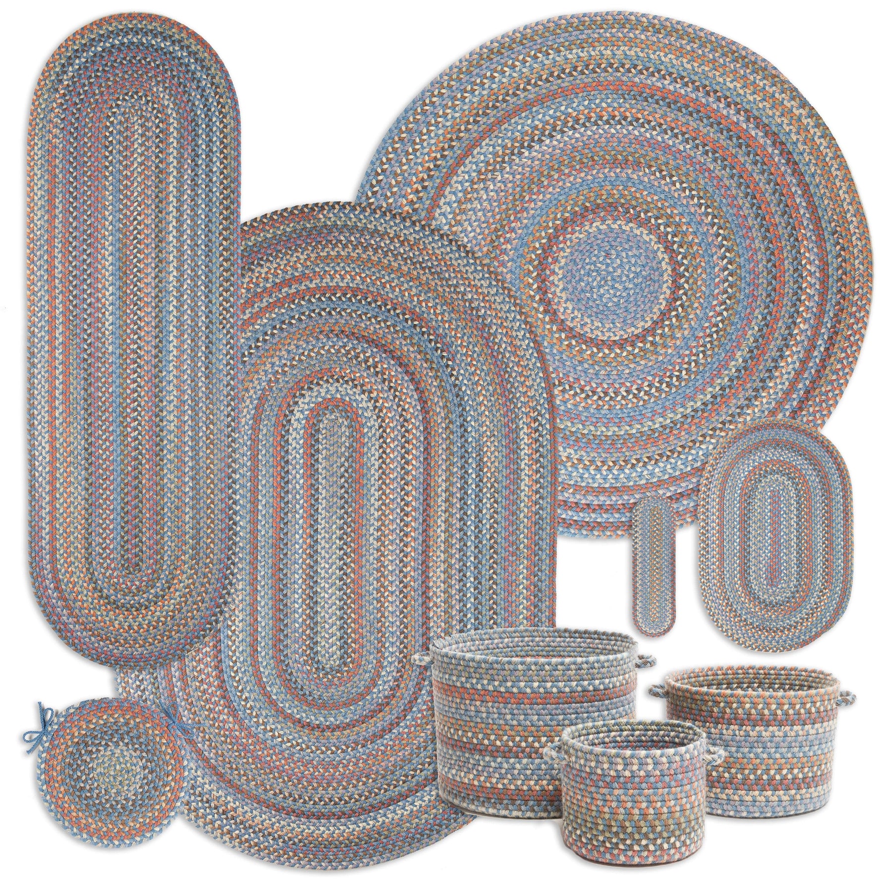 Cherry Hill Premium Braided Wool Rug - Blue Multi