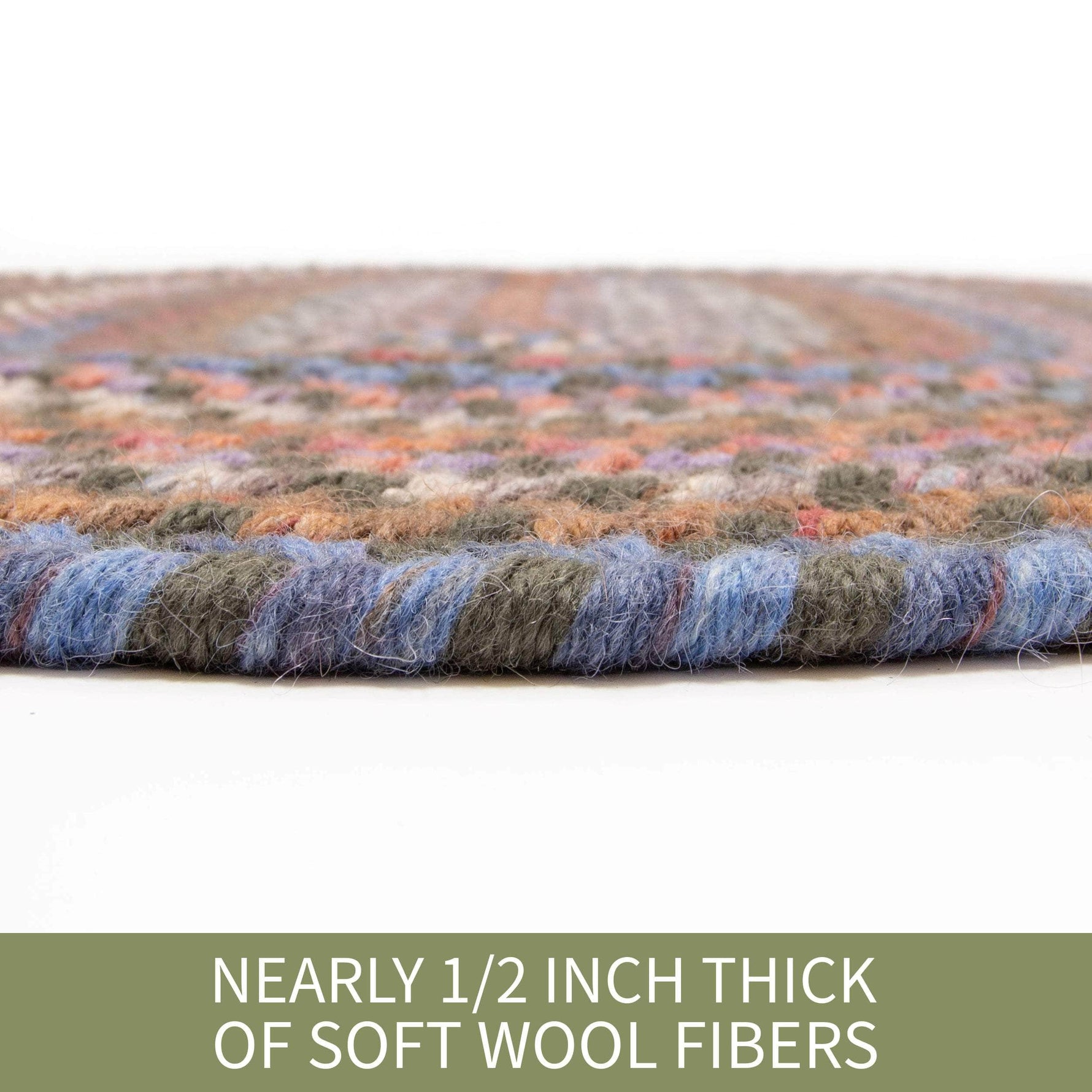 Green Braided Wool Rug - Premium Quality - Handmade in USA