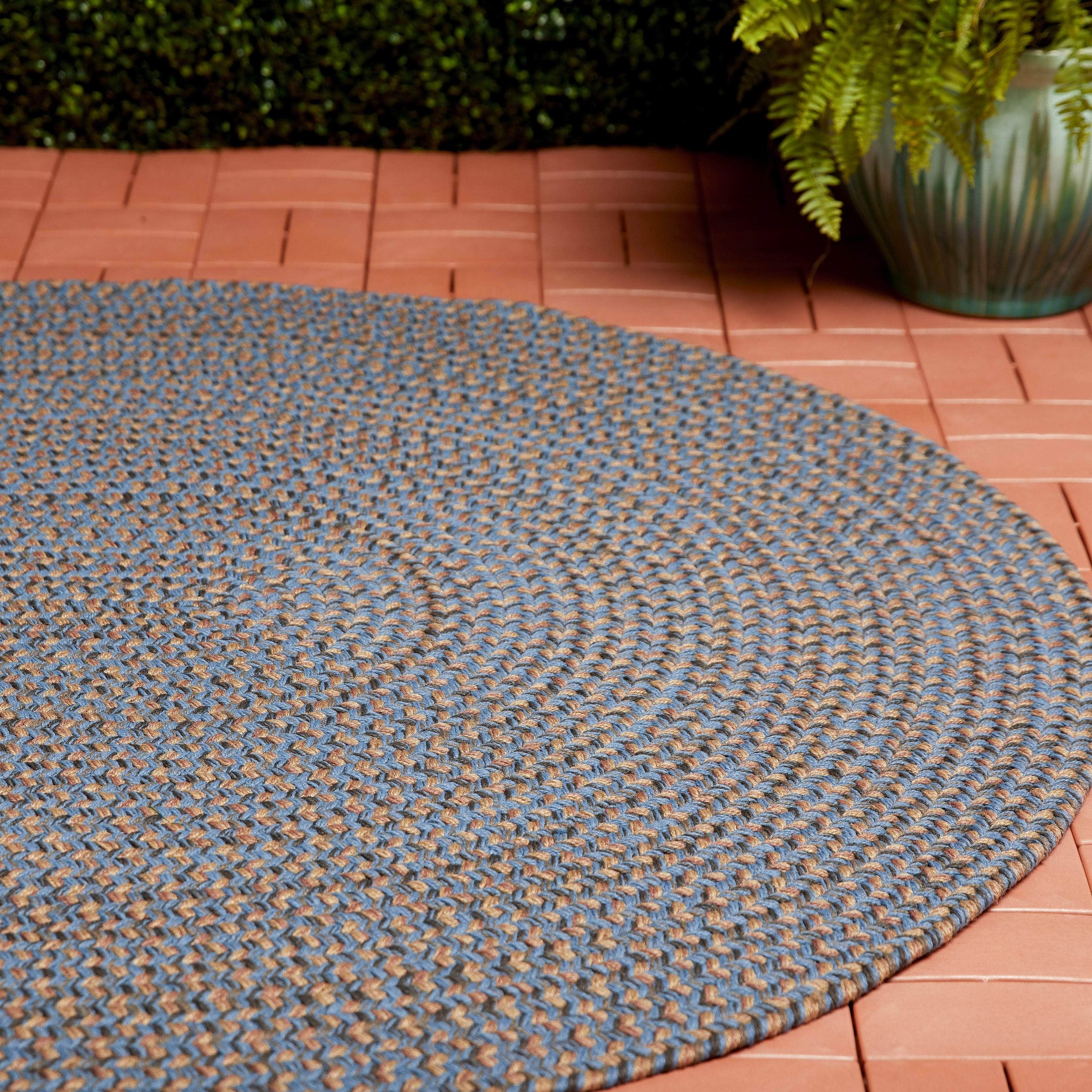 Indoor / Outdoor Blue Braided Rug - Sanibel Tweed Braided Rug