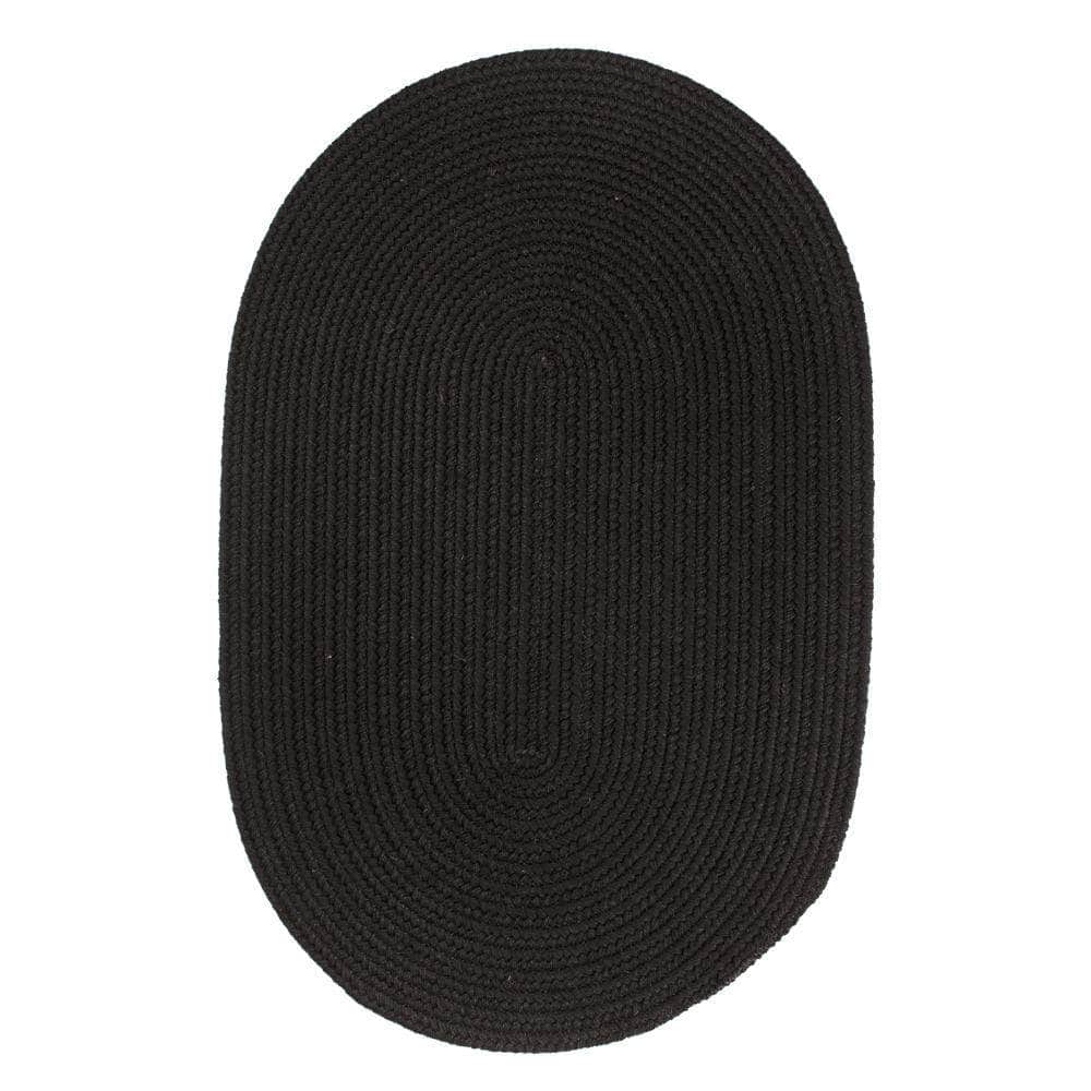 Pura Solid Soft Wool Braided Rug - Black