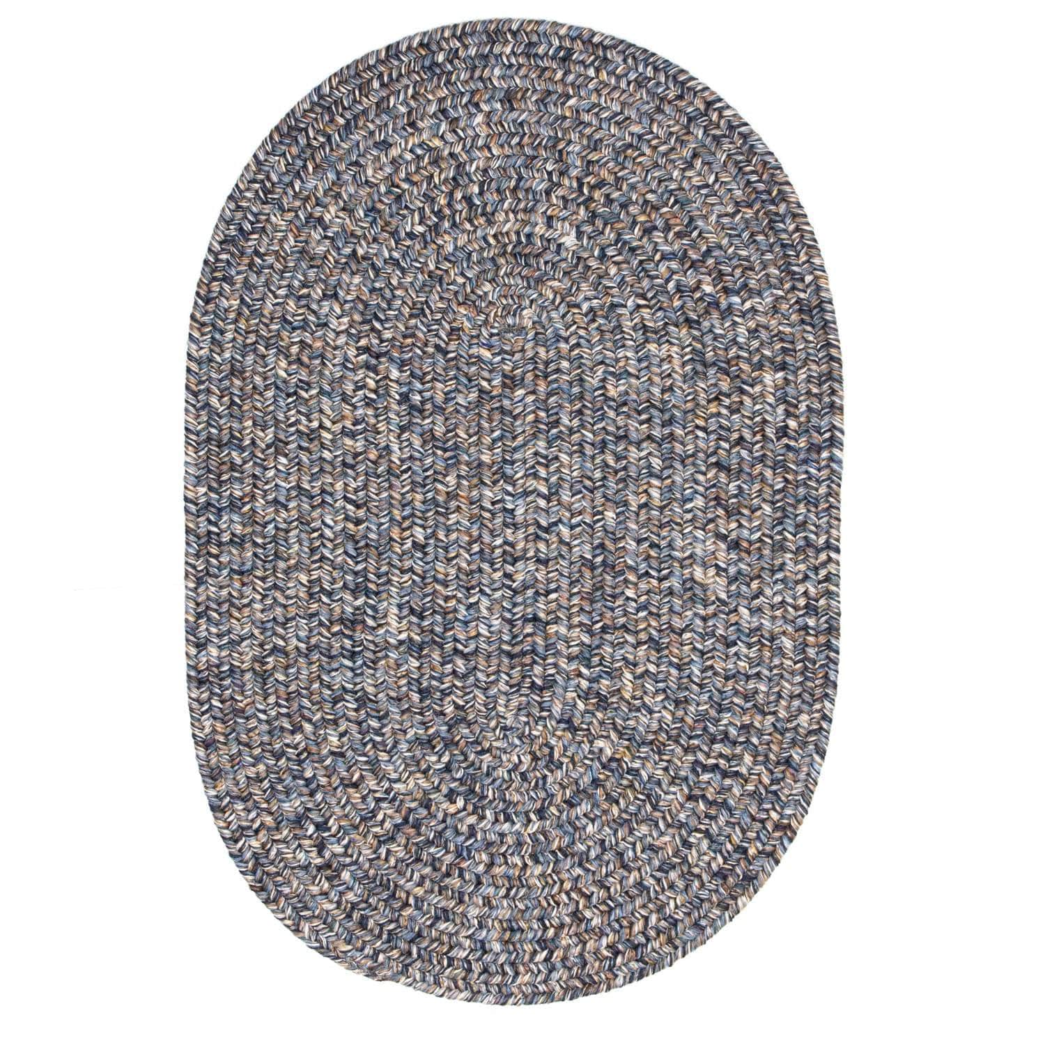Blue Farmhouse Rug - Washable Indoor/Outdoor -Primitive Braided Rugs