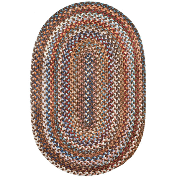 Walnut Brown Tribeca braided wool oval rug, handmade in USA