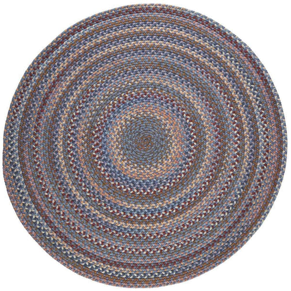 Blue Tribeca braided wool round rug, handmade in USA